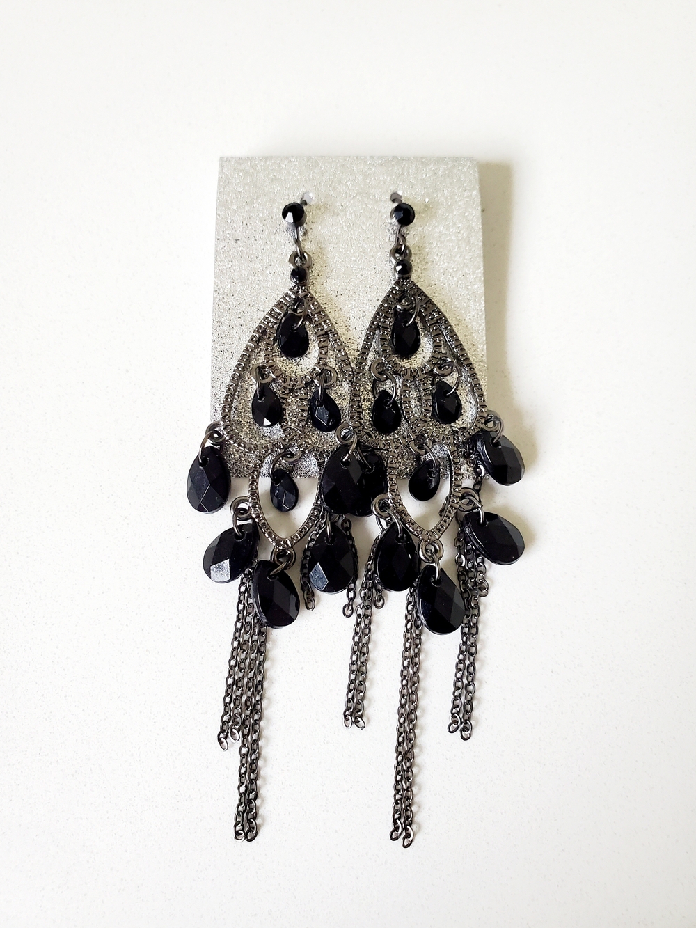 Nicole by Nicole Miller Black Teardrop Chandelier Earrings
